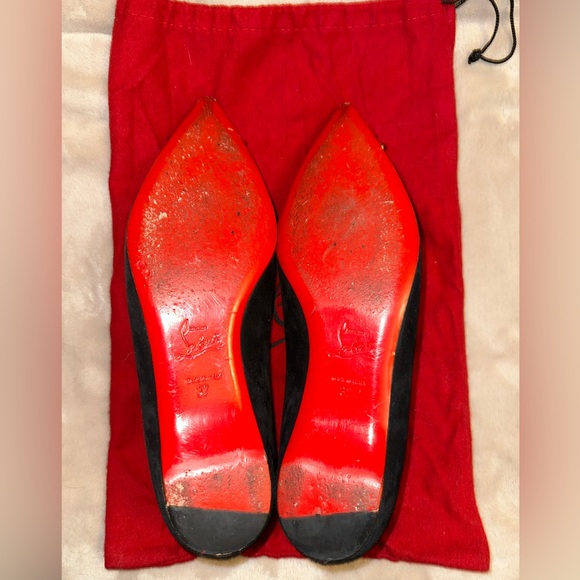 Christian Louboutin Black Geo Flat Veau Velours Specchio Toe - Picture 5 of 10